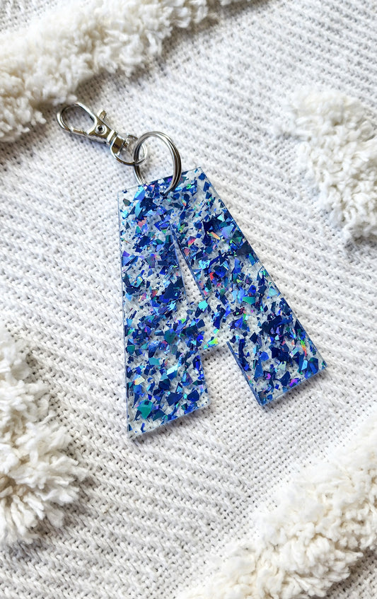 Glitter letter acrylic keyring