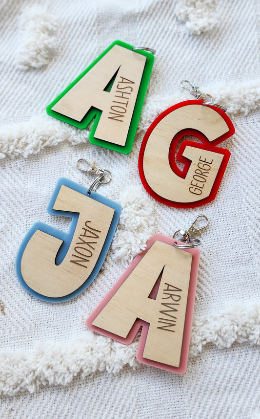 Acrylic/Timber Personalised Keyring