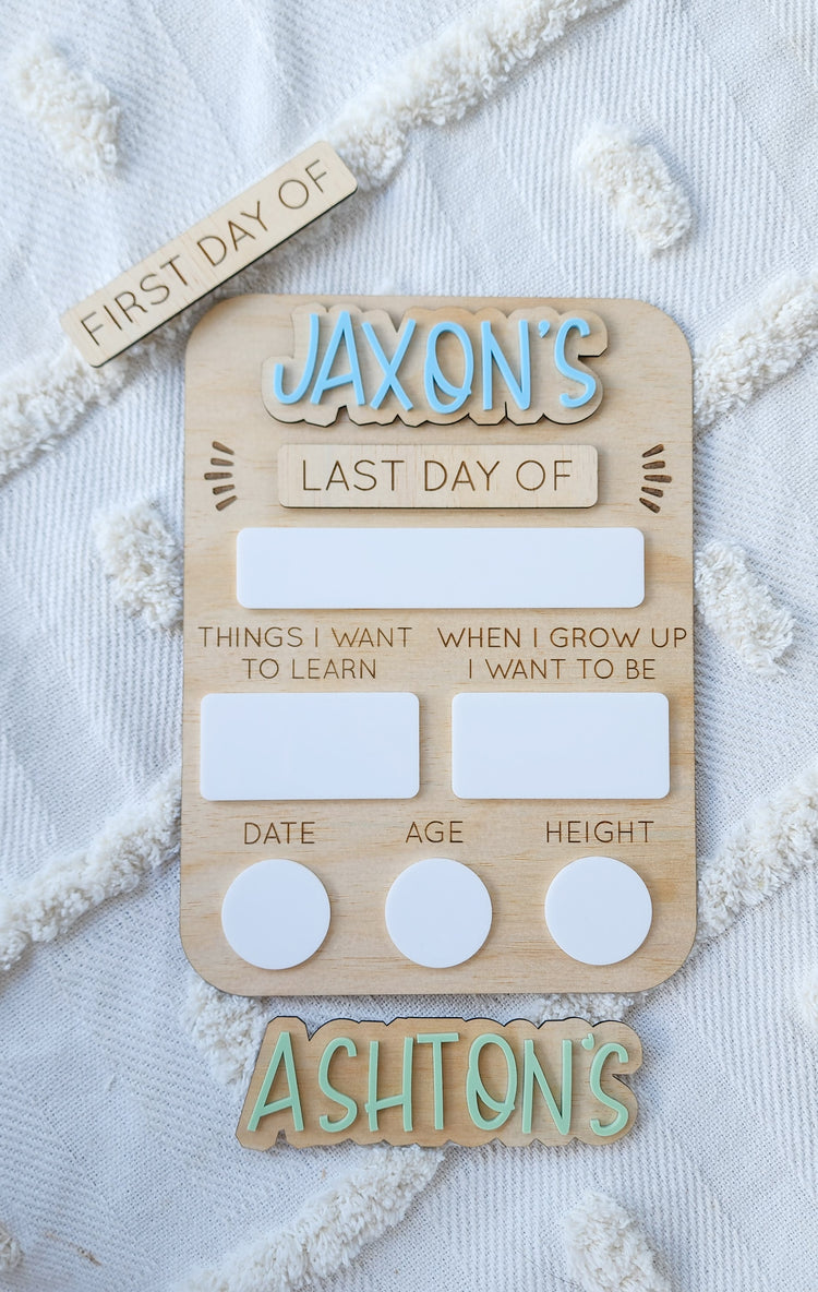 Interchangeable & Personalised First/Last Day Board