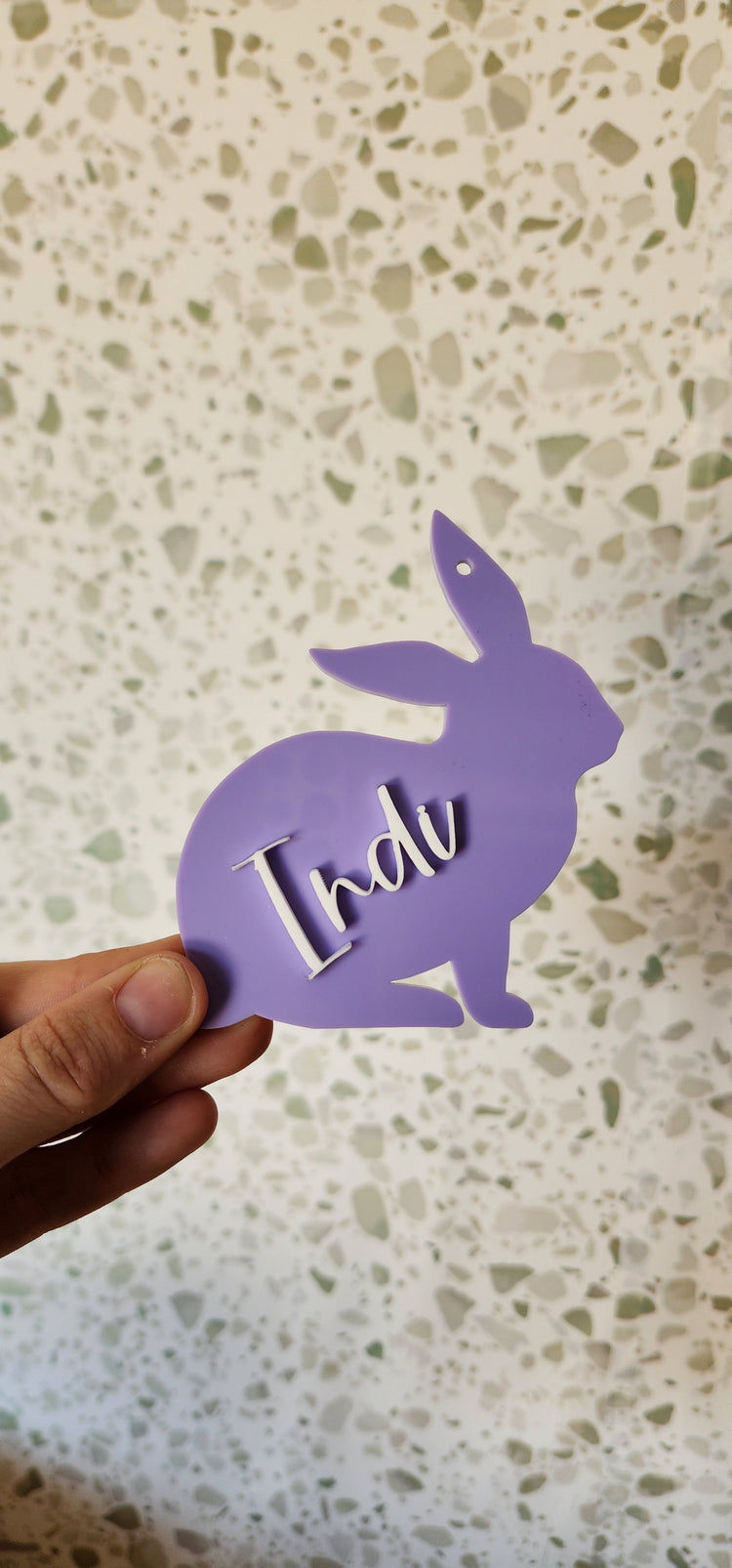 Acrylic bunny tag - Indi