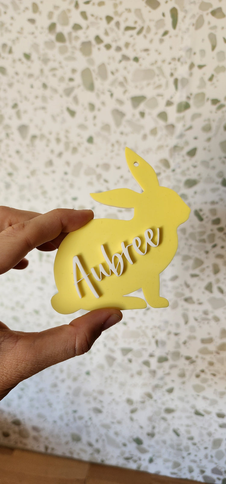Acrylic bunny tag - Aubree