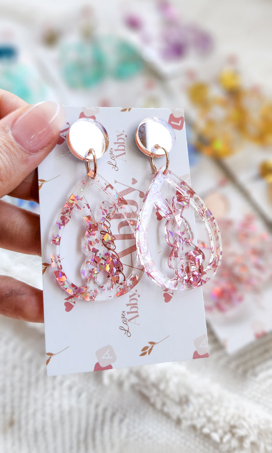 Glitter Acrylic Bunny Earring