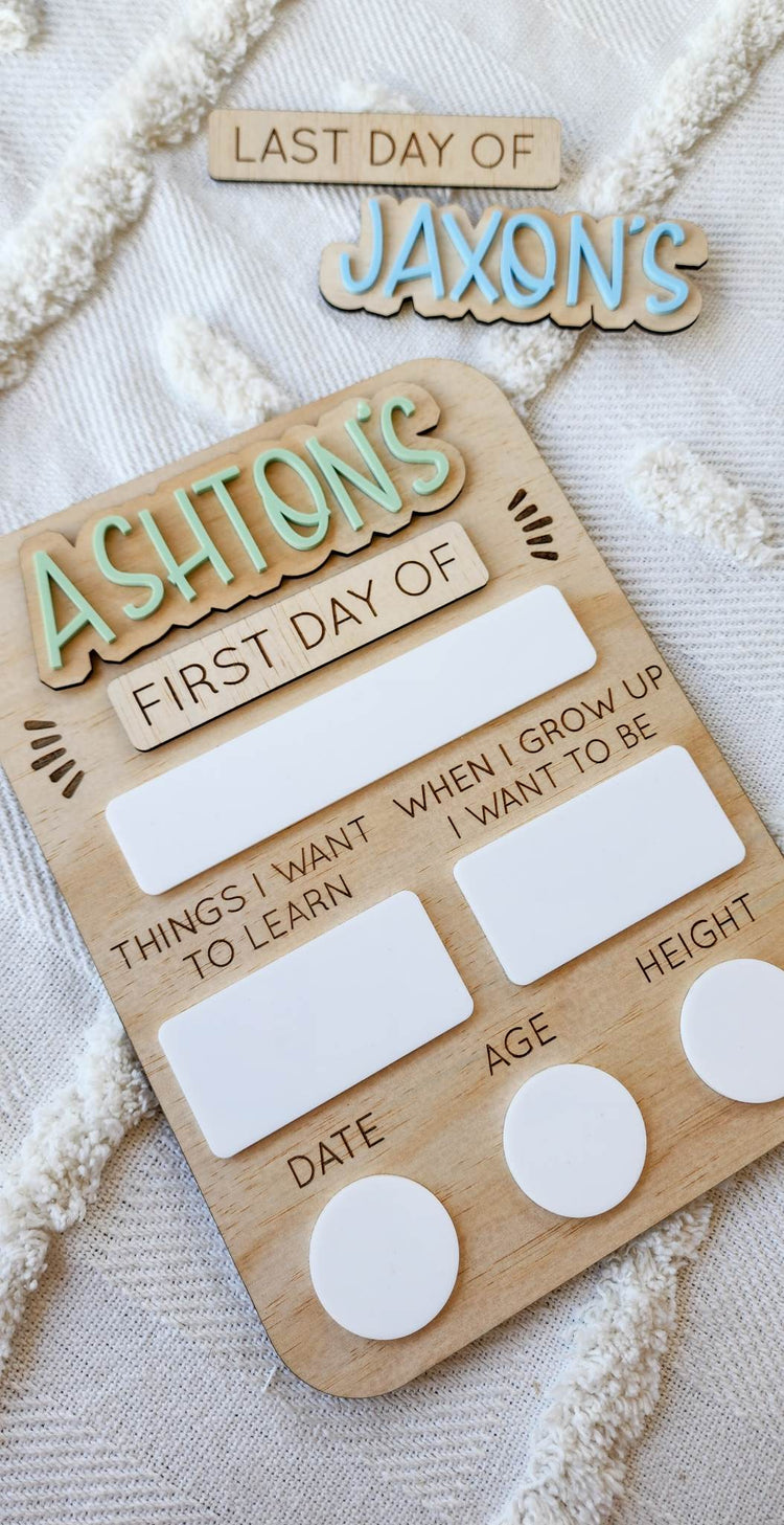 Interchangeable & Personalised First/Last Day Board