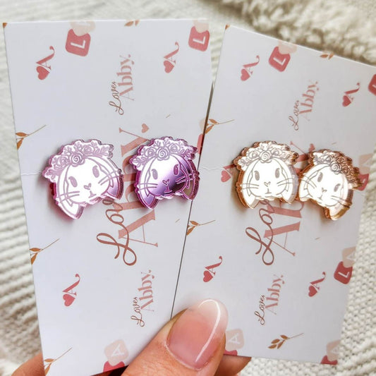 Flower Crown Bunny - Mirror Acrylic Earring