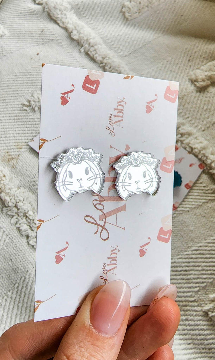 Flower Crown Bunny - Mirror Acrylic Earring