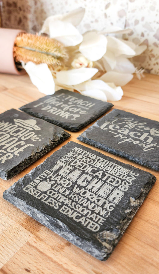 Slate Coasters – Teachers 4pk