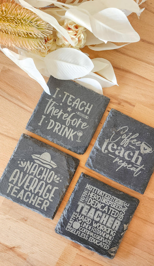 Slate Coasters – Teachers 4pk