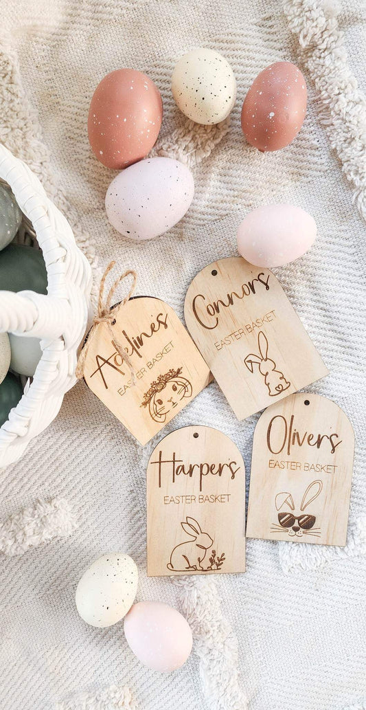 Arch Engraved timber Easter tags